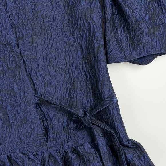 Moon River Women's Navy Blue Puff Sleeve Bubble Hem Mini Dress XS Romantic Chic - Picture 5 of 9